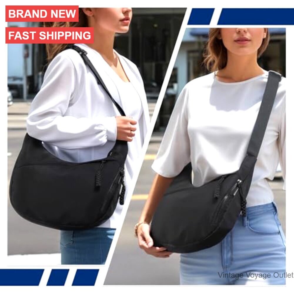 Lightweight Nylon Crossbody Bag, Adjustable Strap, 3 Compartments, Travel Purse - Picture 6 of 7